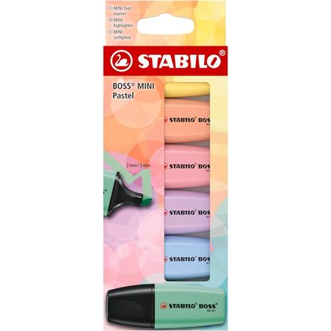 Evidenziatore - STABILO BOSS MINI Pastel - Astuccio da 6 - Colori assortiti