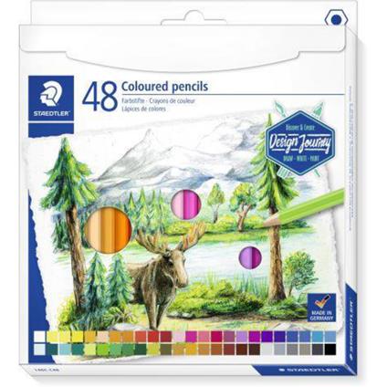 Astuccio con 48 matite colorate esagonali in colori assortiti, linea Design Journey