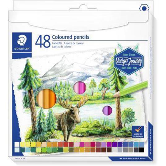 Astuccio con 48 matite colorate esagonali in colori assortiti, linea Design Journey