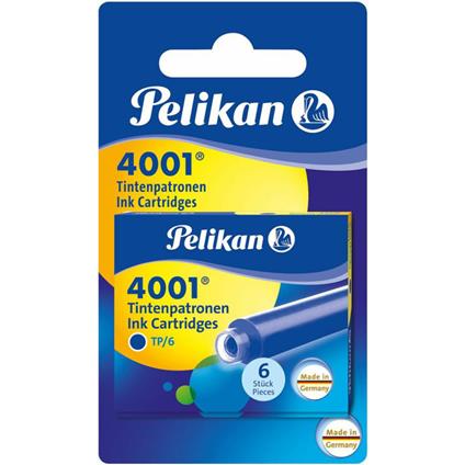 Set cartucce inchiostro Pelikan 4001 per stilografiche TP6 . Confezione da 12 pezzi. 2 Scatole da 6 cartucce. Blu Royal