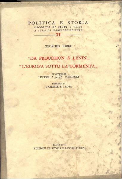 Da Proudhon a Lenin-L'Europa sotto la tormenta-Lettres à Mario Missiroli - Georges Sorel - copertina