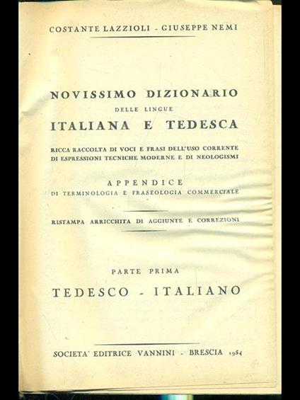 Novissimo dizionario delle lingue italiana etedesca - copertina