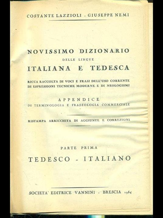 Novissimo dizionario delle lingue italiana etedesca - copertina
