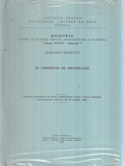 Il concetto di artificiale - Martino Rizzotti - copertina
