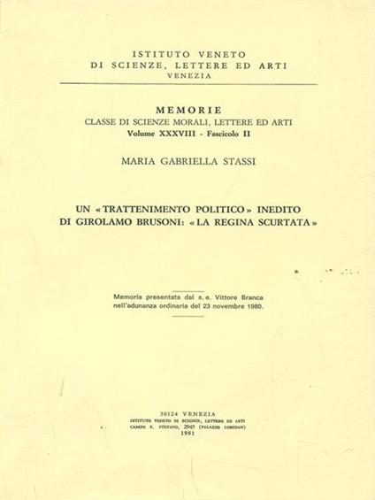 Un trattamento politico inedito di Girolamo Brusoni La regina scurtata - copertina