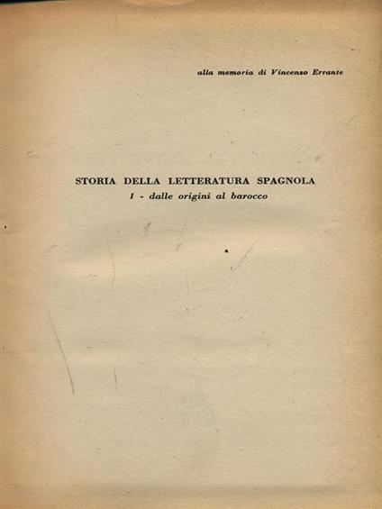 Storia della letteratura spagnola vol. 1: dalle origini al barocco - Ugo Gallo - copertina