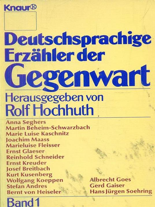 Deutschsprachige erzahler der gegenwart band 1 - Rolf Hochhuth - copertina