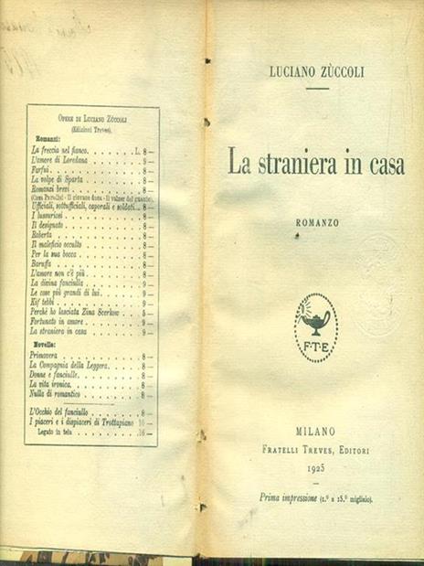 La straniera in casa - Luciano Zuccoli - copertina
