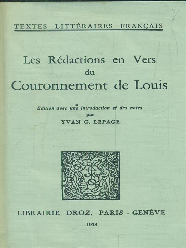 Les Redactions En Vers Du Couronnement De Louis