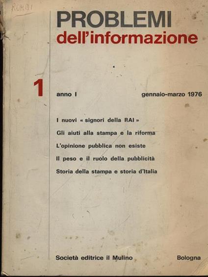  Problemi dell'informazione n. 1/gennaio-marzo 1976 - copertina