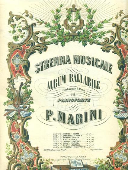   Strenna Musicale Album ballabile contenente 8 pezzi per pianoforte - P. Marini - copertina