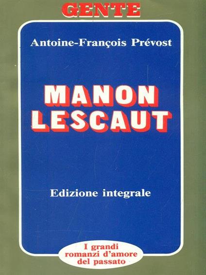 Manon Lescaut - Antoine-François Prévost - copertina