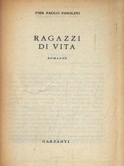 Ragazzi di vita - Pier Paolo Pasolini - copertina