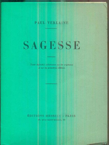 Sagesse - Paul Verlaine - copertina