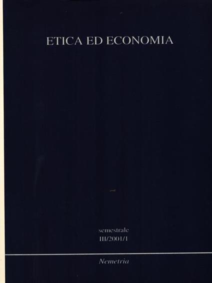 Etica ed economia III/2001/I - copertina