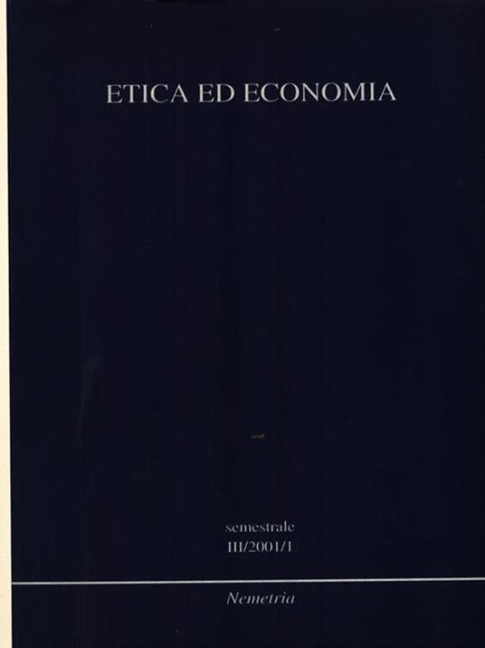 Etica ed economia III/2001/I - copertina