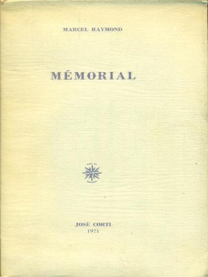   Memorial - Marcel Raymond - copertina