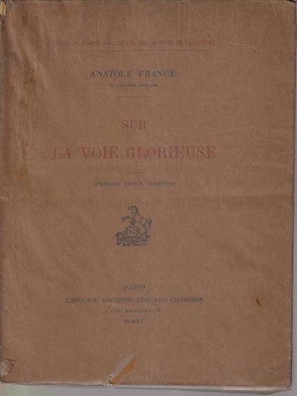Sur la voie glorieuse - Anatole France - copertina