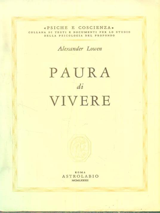 Paura di vivere - Alexander Lowen - copertina