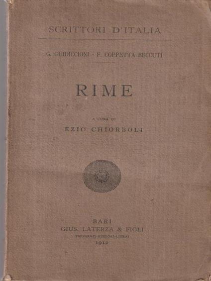 Rime - G.- Coppetta Beccuti, F. Guidiccioni - copertina
