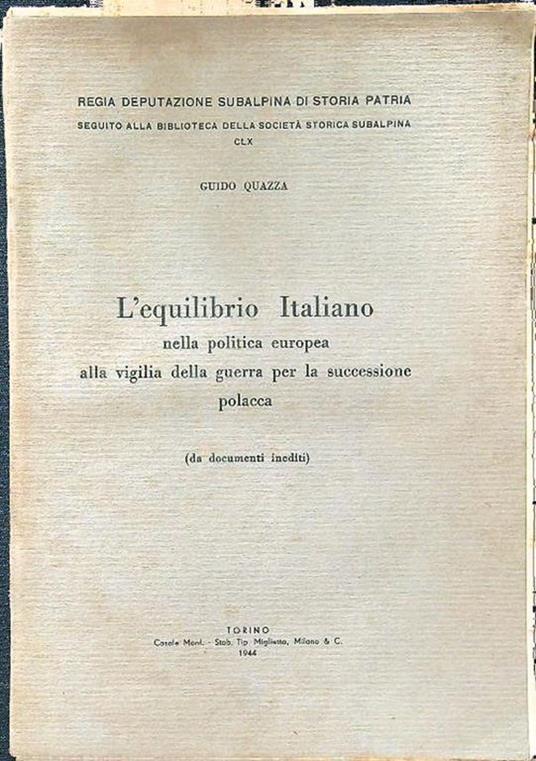 L' equilibrio italiano - Guido Quazza - copertina