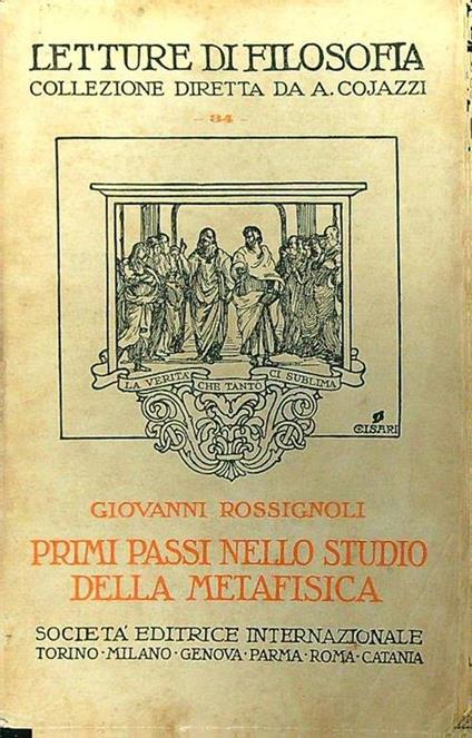 Primi passi nello studio della metafisica - Giovanni Rossignoli - copertina
