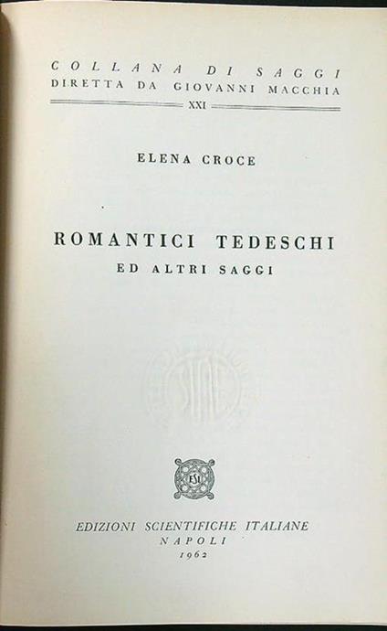 Romantici tedeschi ed altri saggi - Elena Croce - copertina