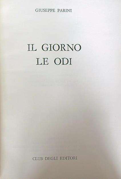 Il giorno e le Odi - Giuseppe Parini - copertina