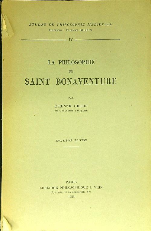 La philosophie de Saint Bonaventure