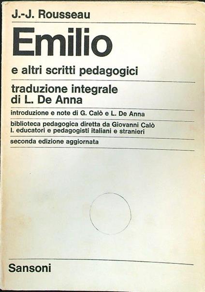 Emilio e altri scritti pedagogici - J.-J. Rousseau - copertina
