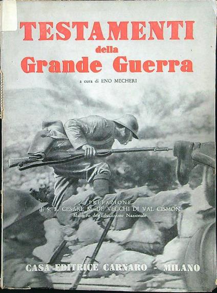 Testamenti della grande guerra - Eno Mecheri - copertina