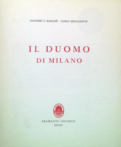 Il Duomo di Milano - Giacomo C. Bascapé - copertina