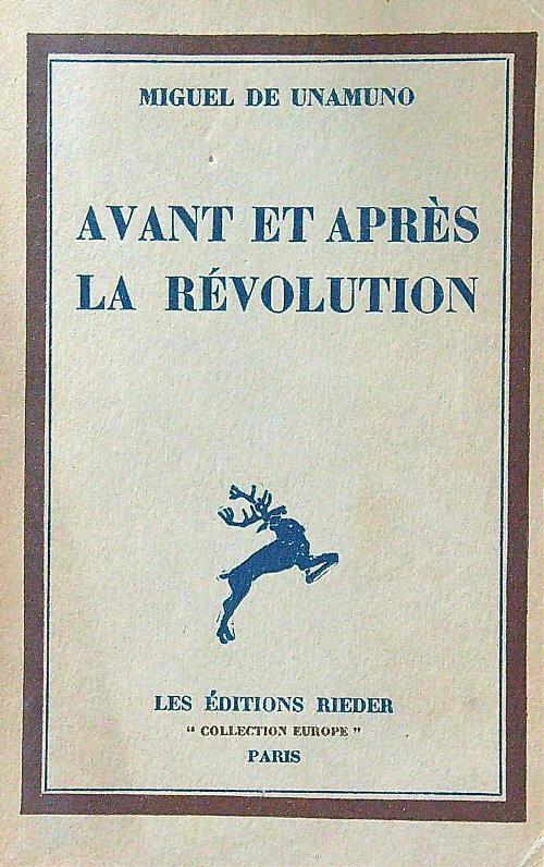 Avant et apres la revolution - Miguel De Unamuno - copertina