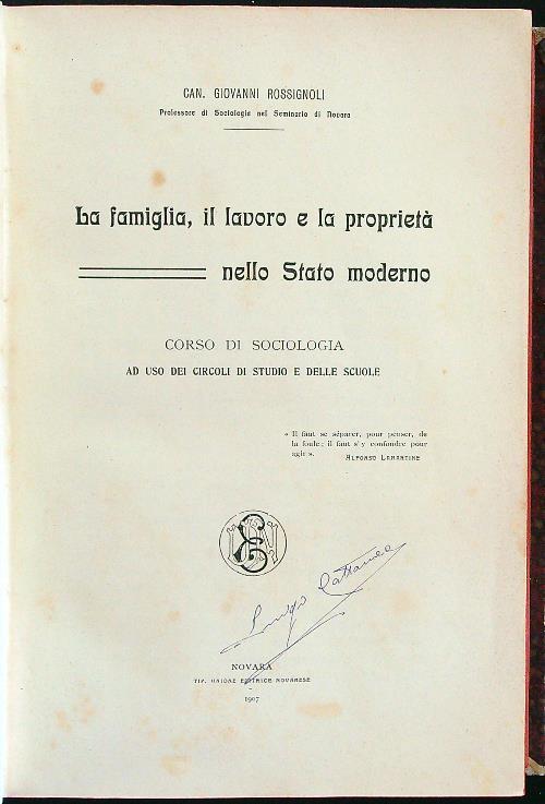 La famiglia, il lavoro e la proprietà nello stato moderno