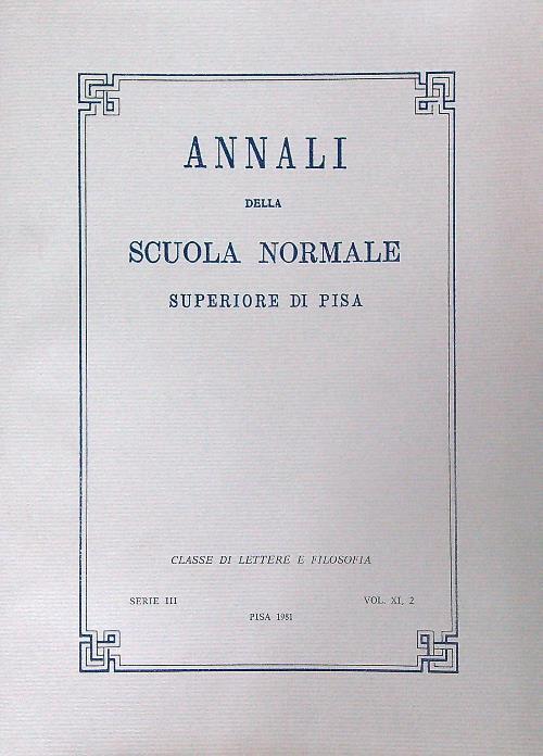 Annali della Scuola Normale Superiore di Pisa Serie III Vol XI, 2
