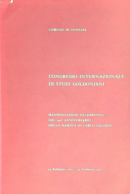 Congresso internazionale di studi goldoniani - copertina
