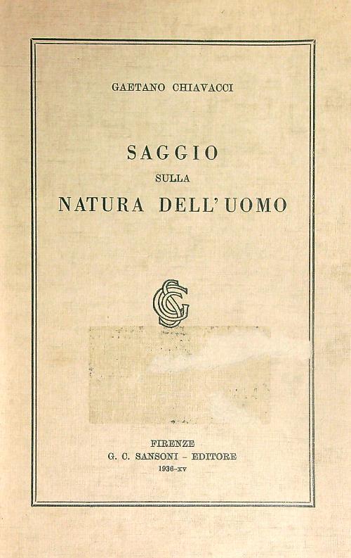 Saggio sulla natura dell'uomo