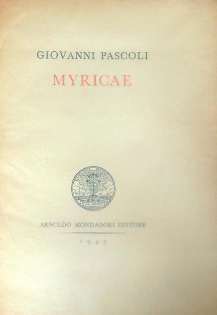 Myricae - Giovanni Pascoli - copertina