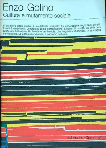 Cultura e mutamento sociale  - Enzo Golino - copertina