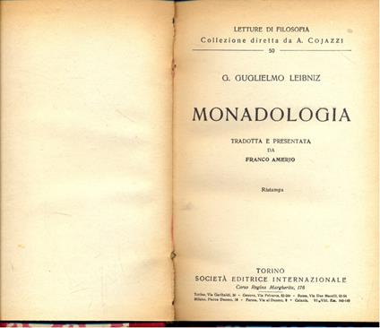 Monadologia - Guglielmo Leibniz - copertina