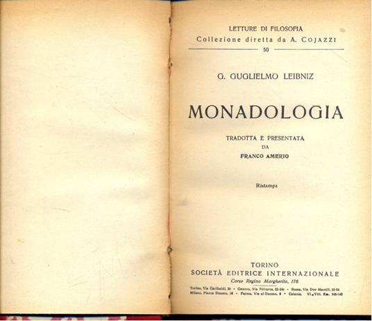 Monadologia - Guglielmo Leibniz - copertina
