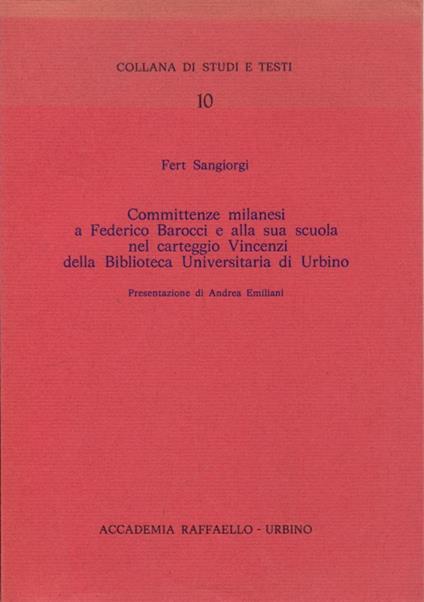 Committenze milanesi a Federico Barocci e alla sua scuola - Fert Sangiorgi - copertina