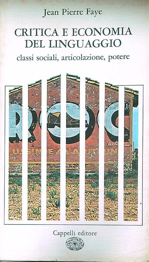 Critica e economia del linguaggio  - Jean Pierre Faye - copertina