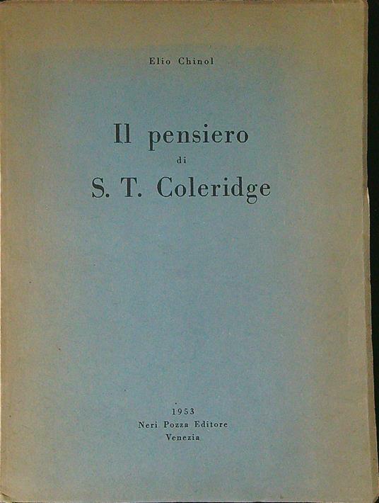 Il pensiero di S. T. Coleridge - Elio Chinol - copertina