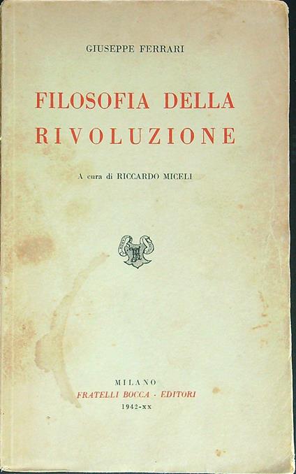 Filosofia della rivoluzione - Giuseppe Ferrari - copertina