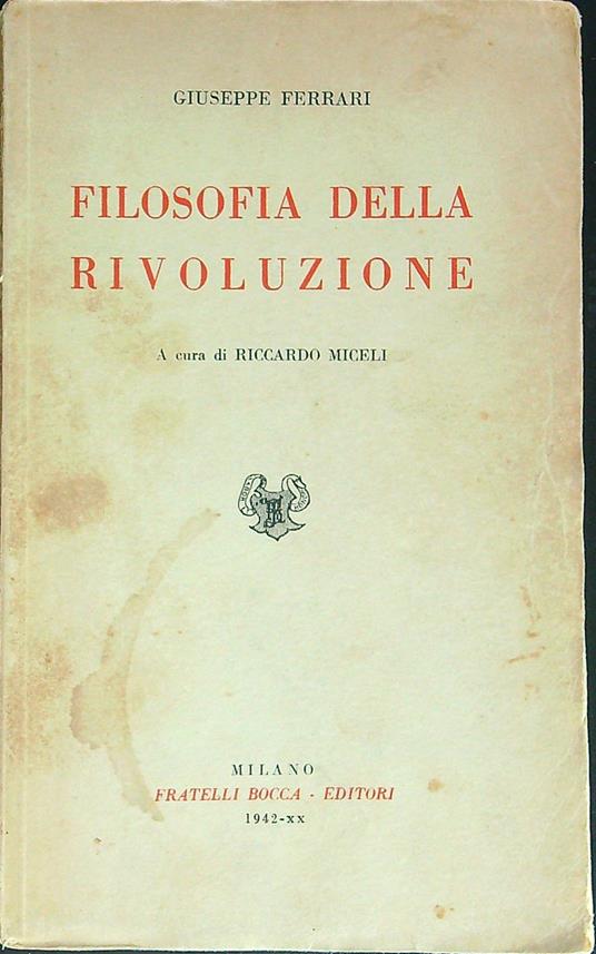 Filosofia della rivoluzione - Giuseppe Ferrari - copertina