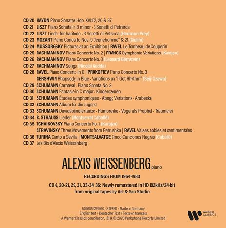 The Complete Warner Classics Edition (37 CD) - CD Audio di Alexis Weissenberg - 3