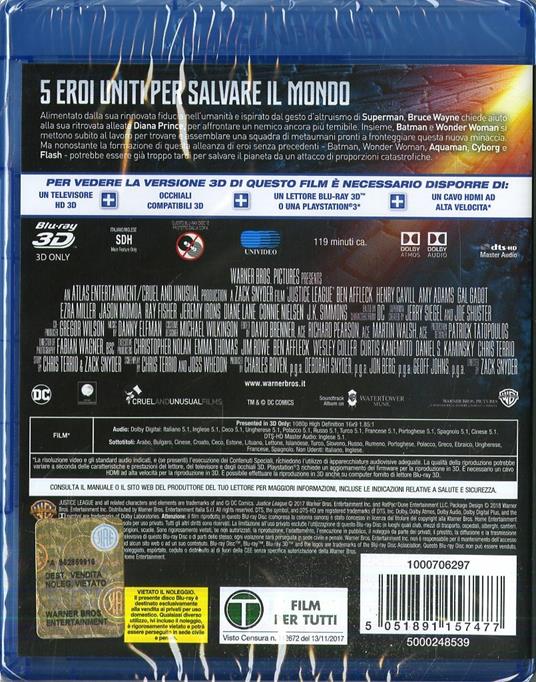 Justice League (Blu-ray 3D) di Zack Snyder - Blu-ray - 2