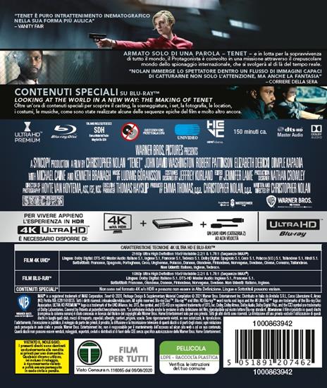Tenet (Blu-ray + Blu-ray Ultra HD 4K) di Christopher Nolan - Blu-ray + Blu-ray Ultra HD 4K - 2