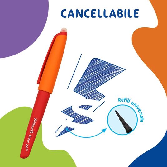 Pelikan Erase 2.0, Penna Cancellabile Ergonomica Roller, Nero, per Destrimani e Mancini, Punta M, Refill Nero Incluso - 4